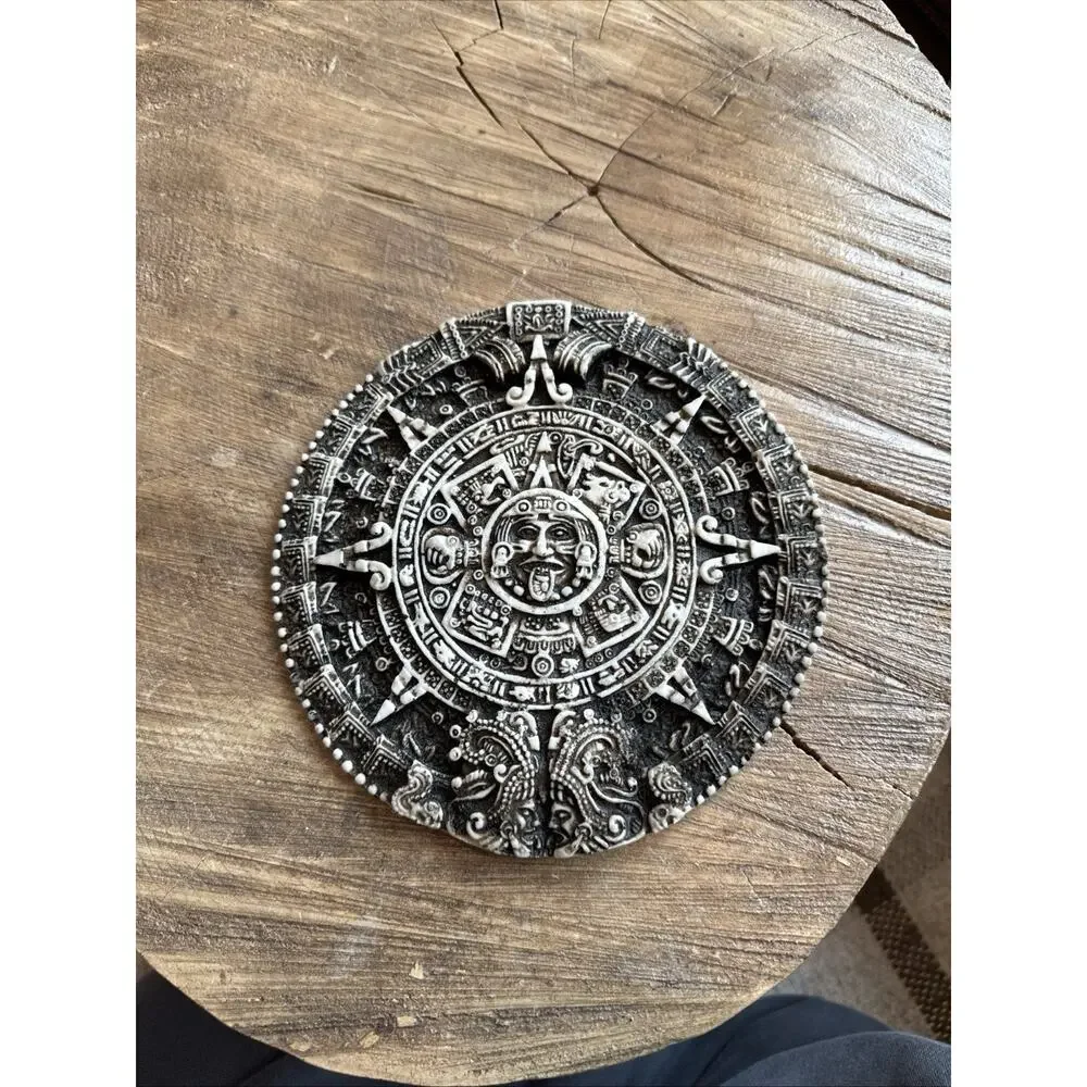 Aztec Mayan Calendar Plaque 7 In 6 In Wall Hanging Sandstone Set Of 2